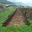 Evaluation photograph, Trench 1, Wider view, Facing W, Land west of Old Kirk, Spittal of Glenshee
