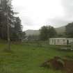 Evaluation photograph, E end of site with post supporting overhead cables, Facing SE, Land west of Old Kirk, Spittal of Glenshee