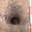 Watching Brief photograph, Plan shot (excavated) of Pole 2, Carzield Roman Fort, Kirkton, Dumfries