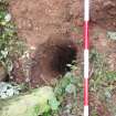 Watching Brief photograph, Plan shot (excavated) of Pole 1, Carzield Roman Fort, Kirkton, Dumfries