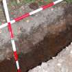 Excavation photograph, Vertical cut feature [003] taken from E, Wellington Bridge, Carzield Roman Fort, Kirkton, Dumfries