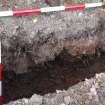 Excavation photograph, Vertical cut feature [003] taken from NE, Wellington Bridge, Carzield Roman Fort, Kirkton, Dumfries