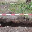 Excavation photograph, Vertical cut feature [003] taken from NE, Wellington Bridge, Carzield Roman Fort, Kirkton, Dumfries