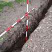 Excavation photograph, Stratigraphy of trench from SE end taken from ESE, Wellington Bridge, Carzield Roman Fort, Kirkton, Dumfries