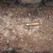 Excavation photograph, Black-glazed earthenware on upper surface of (020) taken from NE, Wellington Bridge, Carzield Roman Fort, Kirkton, Dumfries