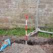 Excavation photograph, Feature [003] showing wall of Glebe House  taken from NE, Wellington Bridge, Carzield Roman Fort, Kirkton, Dumfries