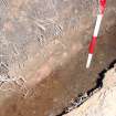 Excavation photograph, NE facing section of (031), sandstone at 59m  taken from ESE, Wellington Bridge, Carzield Roman Fort, Kirkton, Dumfries