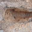 Excavation photograph, Pipe at 103.5m along trench taken from above, Wellington Bridge, Carzield Roman Fort, Kirkton, Dumfries