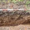 Excavation photograph, SW facing section of [022] taken from NE, Wellington Bridge, Carzield Roman Fort, Kirkton, Dumfries