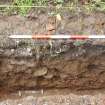 Excavation photograph, SW facing section of [022] taken from NE, Wellington Bridge, Carzield Roman Fort, Kirkton, Dumfries