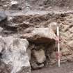 Excavation photograph, Detail of relationship between sand and masonry, Paisley Abbey, Renfrewshire