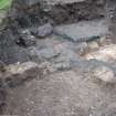 Excavation photograph, NE corner with concrete and tenement foundations- cleaned, Paisley Abbey, Renfrewshire