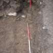 Excavation photograph, Detail of lowest layer at S section, from above, Paisley Abbey, Renfrewshire