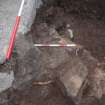 Excavation photograph, Central baulk removed, precarious stone, Paisley Abbey, Renfrewshire