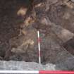 Excavation photograph, Central baulk removed, precarious stone, Paisley Abbey, Renfrewshire