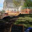 Excavation photograph, Site record with abbey in background, Paisley Abbey, Renfrewshire