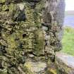 Dun Scolpaig, tower, interior, W window, detail of mortar fillets showing position of window frame and lines marked into internal finish