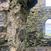 Dun Scolpaig, tower, E window, detail of shell-lime mortar