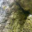 Dun Scolpaig, tower, interior, detail of mortar fillets in entrance doorway showing position of frame.