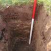 Watching Brief photograph, South facing section of Test Pit 2 taken from S, Five Jays, Cleghorn, South Lanarkshire