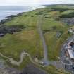 Oblique aerial view from north-west showing Recreation (Golf Course), Historic Burgh and Harbour and Mid- to Late C20 (The Avenue) Areas of Townscape Character, Eyemouth