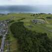 Oblique aerial view from south-west showing Recreation (Golf Course) and Mid- to Late C20 (The Avenue) Areas of Townscape Character, Eyemouth