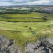 Oblique aerial view from east showing Recreation (Golf Course) and proposed area for development in Modern (Gunsgreenhill)  Areas of Townscape Character, Eyemouth