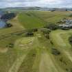 Oblique aerial view from north showing Recreation (Golf Course) and Industrial (Gunsgreenhill Industrial Estate) Areas of Townscape Character, Eyemouth