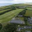 Oblique aerial view from north-west showing Recreation (Golf Course) and Modern (Gunsgreenhill) Areas of Townscape Character, Eyemouth