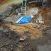 Excavation photograph, Mid-excavation shows cut for burial taken from N, Keas Cottage, Spinningdale, Highlands