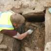 Excavation photograph, Working shot on cist taken from N, Keas Cottage, Spinningdale, Highlands