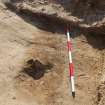 Excavation photograph, Pre-excavation view of deposit below northern turf hummock taken from N, Farr by Bettyhill, Sutherland, Highland