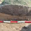 Excavation photograph, North-west facing section of southern turf hummock taken from NW, Farr by Bettyhill, Sutherland, Highland