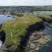 Oblique aerial view from north-east showing Recreation (Holiday Park) Area of Townscape Character, Eyemouth