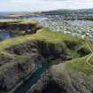 Oblique aerial view from north-west showing Recreation (Holiday Park) Area of Townscape Character, Eyemouth