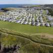 Oblique aerial view from north-west showing Recreation (Holiday Park) Area of Townscape Character, Eyemouth