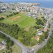 Oblique aerial view from south-east showing Victorian Expansion, Inter-War (Hurkur Crescent and Schools) and Mid- to Late C20 (Gillsland) Areas of Townscape Character, Eyemouth