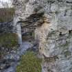 Boyne Castle.
Interior, main hall, blocked window opening at 2nd floor level in N gable