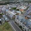 Oblique aerial view from north showing Historic Burgh and Harbour, Victorian Expansion and Inter-War (Hurkur Crescent and Schools) Areas of Townscape Character, Eyemouth