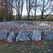 Digital photograph of panel to north, Scotland's Rock Art Project, Balnuarin of Clava Centre Kerb 1 and 2, Highland