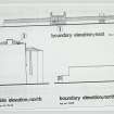 Photocopy drawing, "Boundary Elevation; East", "Side Elevation; North" and  "Boundary Elevation; North"