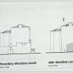 Photocopy drawing, "Boundary Elevation; South", "Side Elevation; South"