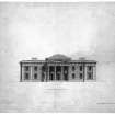 Photographic copy of Entrance Elevation towards the East
Signed 'D Hamilton Architect 1814'