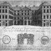 Scanned image of engraving showing the S front of Edinburgh City Chambers.
