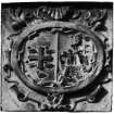 Steeple, North East facade, detail of heraldic plaque.