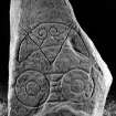 Logie Elphinstone (no. 1), Pictish symbol stone. View of front face, dated 14 November 1995.