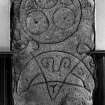 Kinellar (church), symbol stone; view of front face (built into vestibule), dated 17 November 1995.