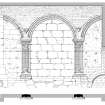 First floor, arcade in west wall: Elevation; Strip Plan.
Preparatory drawing for 'Tolbooths and Town-Houses', RCAHMS, 1996.
N.d.