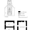 South Elevation; Ground Plan; First Floor Plan.
Preparatory drawing for 'Tolbooths and Town-Houses', RCAHMS, 1996.
