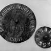 Bruichladdich Distillery, Islay.
Detail of copper stencil plates for marking cask ends.